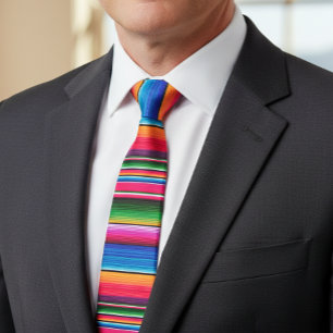 Corbata Fiesta de Manta Mexicana Rayas Coloridas Sarape