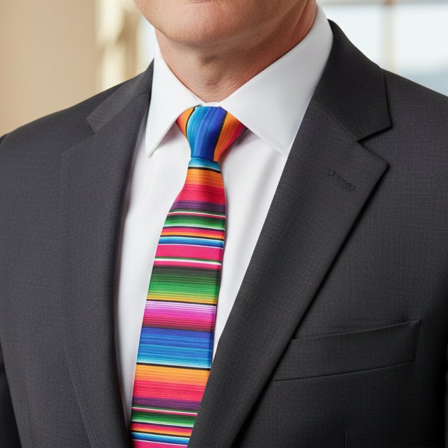 Corbata Fiesta de Manta Mexicana Rayas Coloridas Sarape (Subido por el creador)