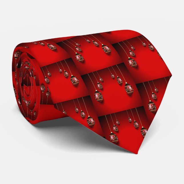 Corbata Fiesta de Navidad Elegante Rojo Dorado de Invierno (Enrollado)