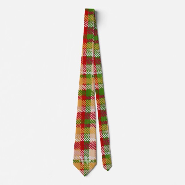 Corbata Fiesta de Plaid Tartán Personalizada con Monograma (Anverso)