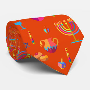 Corbata Fiesta del Festival de Hanukkah Trendy Red Doodle 