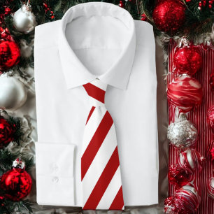 Corbata Fiesta Navideña de Rayas Blancas y Rojas