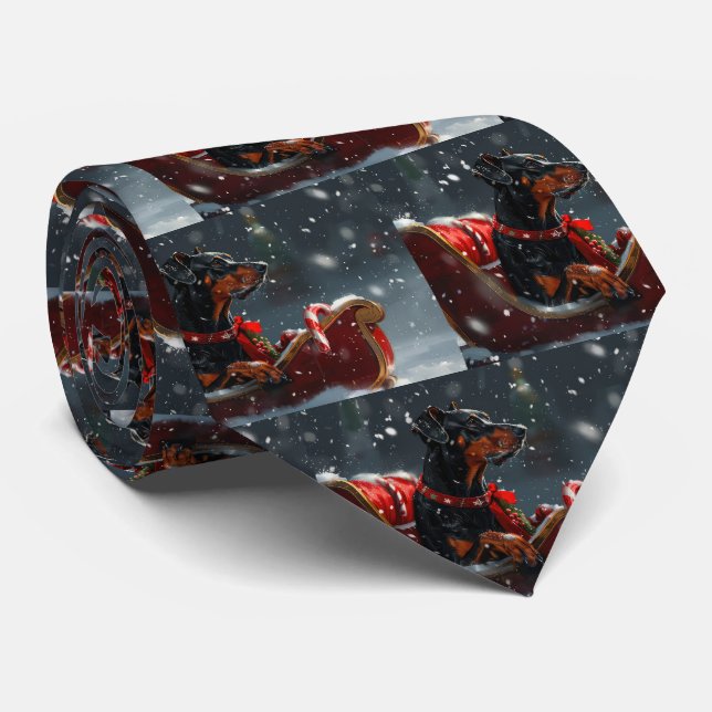 Corbata Fiesta Navideña del Perro Doberman (Enrollado)