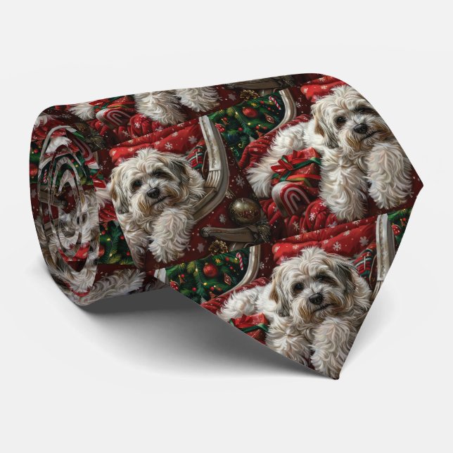 Corbata Fiesta Navideña del Perro Havanés (Enrollado)