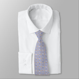 Corbata Figuras de patrón geométrico retro marrón azul