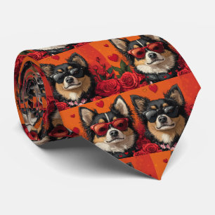 Corbata Finnish Lapphund con rosas del corazón Día de San