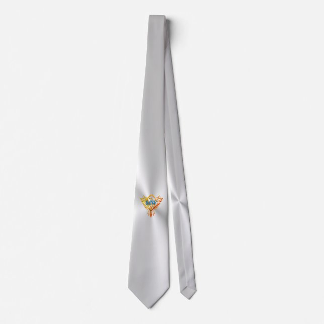 Corbata Flamante fénix, sus iniciales, lustre brillante pl (Anverso)