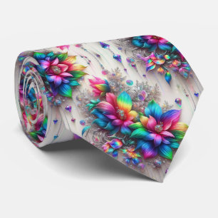 Corbata Flamboyant   Flores de Arcoíris y Diamante