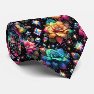 Corbata Flamboyant   Flores de Arcoíris y Diamante