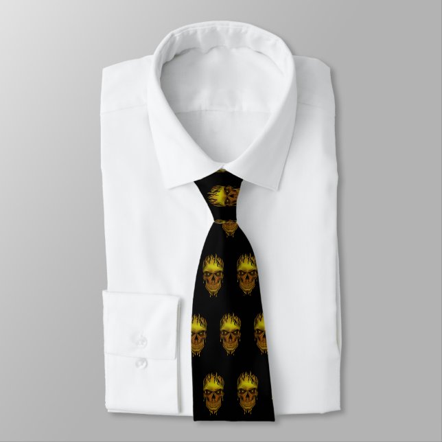 Corbata Flame Skull - Oro (Atado)