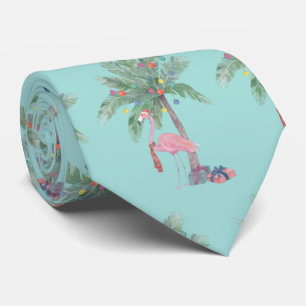 Corbata Flamenco Teal con Sombrero de Santa con Palma y Lu