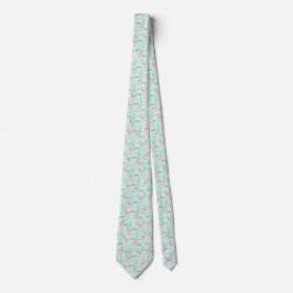 Corbata Flamenco Tropical Pájaro Rosa Verde 