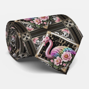 Corbata Flamencos rosados Art Deco Retro