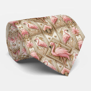 Corbata Flamencos rosados Art Deco Retro