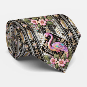 Corbata Flamencos rosados Art Deco Retro