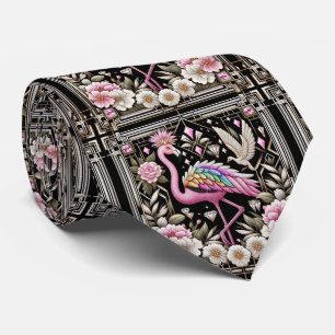 Corbata Flamencos rosados Art Deco Retro