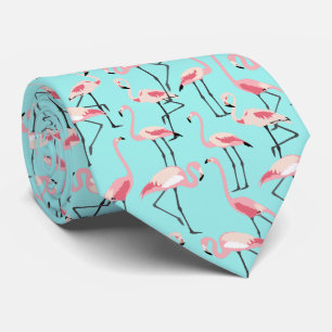 Corbata Flamencos rosas en Aqua Blue
