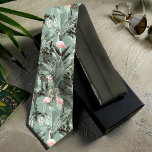 Corbata Flamingo Orquídea Patrón Tropical ID868<br><div class="desc">Esta corbata presenta un magnífico patrón de flamencos rodeados de abundantes follajes tropicales y orquídeas en verde salvia y rosa rubor. El tamaño de este patrón impecable puede reducirse para añadir más flamencos o ampliarse y moverse para incluir sólo tus favoritos de seis poses diferentes. Busque ID868 para ver otros...</div>