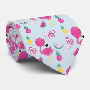 Corbata Flamingo rosa con sandía y piña
