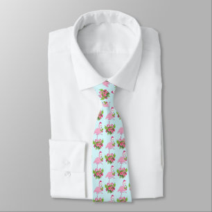 Corbata Flamingo rosa en Santa Hat Whimsical Xmas Pattern