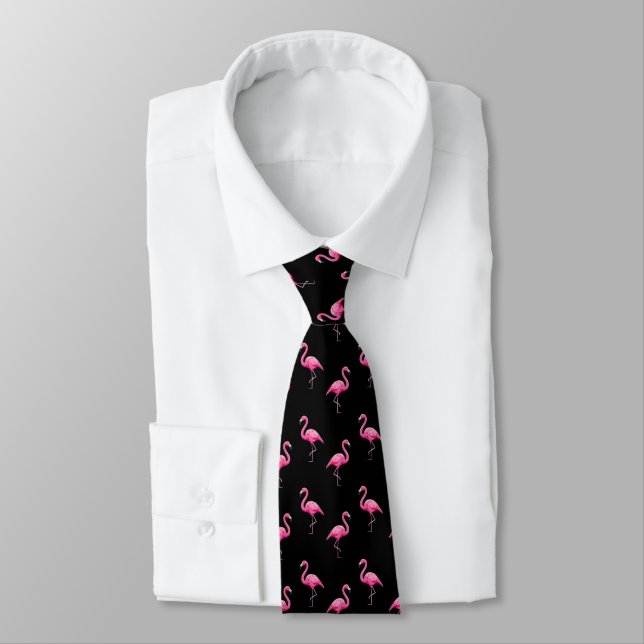 Corbata Flamingo rosa estilo trendy tropical moderno (Atado)