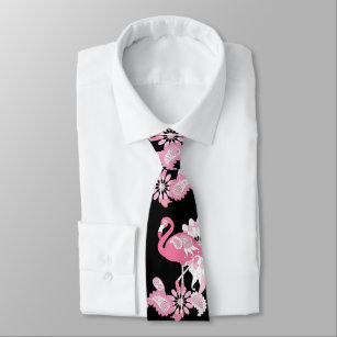 Corbata Flamingo rosa negro moderno