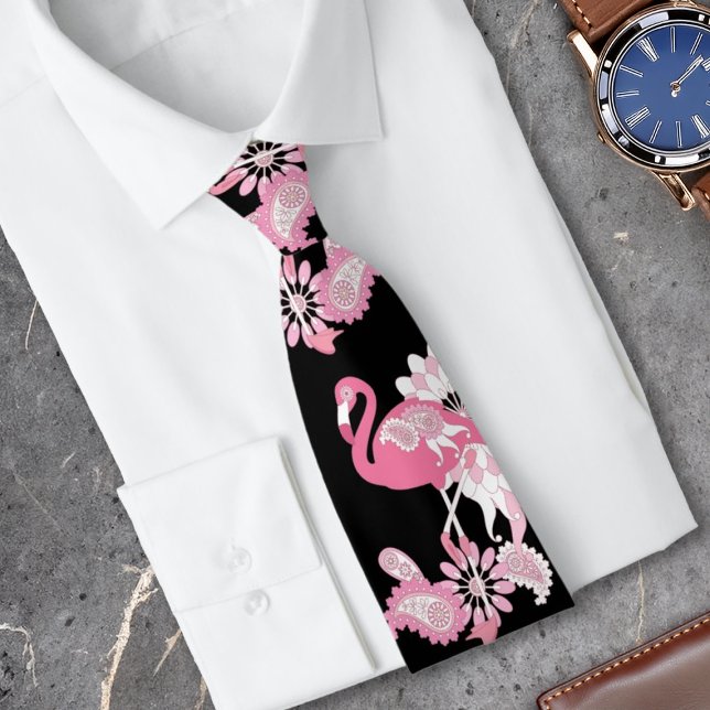 Corbata Flamingo rosa negro moderno (Subido por el creador)