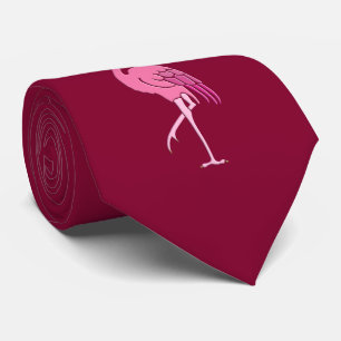 Corbata Flamingo rosa retro en Borgoña