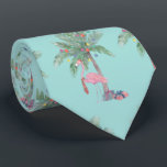 Corbata Flamingo verde azulado en Santa Hat con palmeras y<br><div class="desc">Presentamos la colección "Navidades Verde azulados Flamingo", donde la alegría de las vacaciones se une a las vibraciones tropicales. Este diseño único se caracteriza por un flamenco lúdico que se pone sobre un sombrero de Santa Claus, situado al lado de una palmera adornada con luces festivas, todo ello rodeado de...</div>