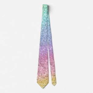 Corbata Flashy Pastel Rainbow Purpurina Pattern