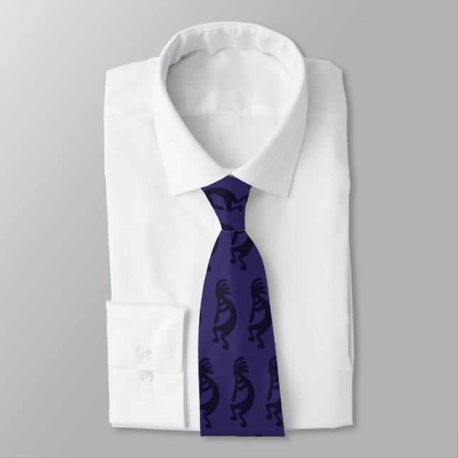 Corbata Flauta Jugando la figura de Kokopelli - Negro sobr (Atado)