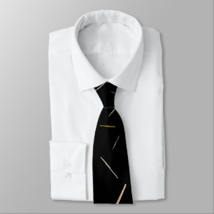 Corbata flautas del oro en negro