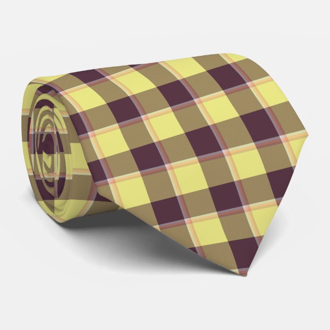Corbata Flax and Livid Brown Plaid Neck Tie (Enrollado)