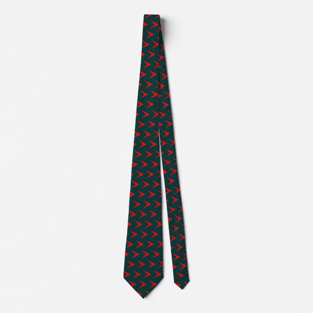 Corbata Flecha roja de cheurón - Verde oscuro (Anverso)