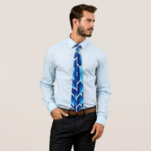 Corbata Flechas azules y líneas patrón geométrico