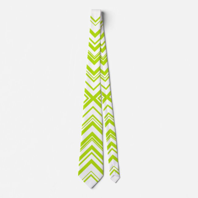 Corbata Flechas en verde limón y blanco (Anverso)