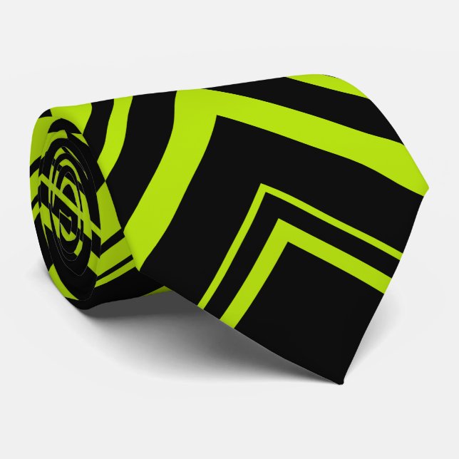 Corbata Flechas en verde limón y negro (Enrollado)