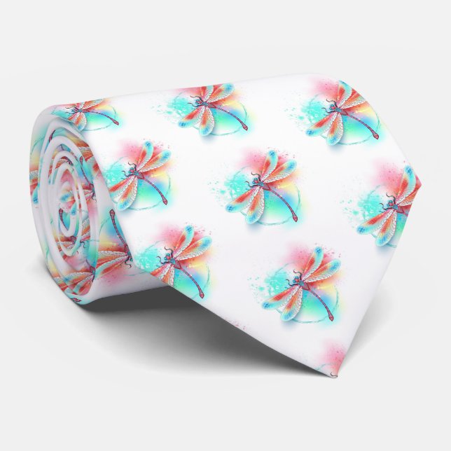 Corbata Fléon roja sobre fondo acuarela (Enrollado)