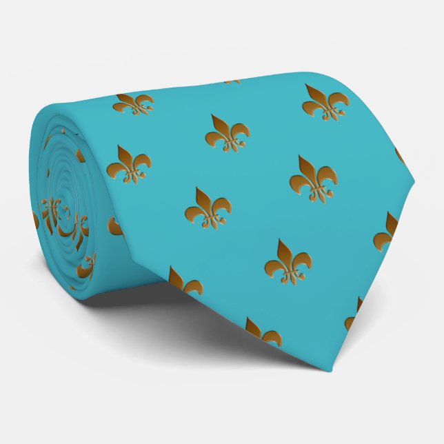Corbata Fleur de lis/agua marina Zazzle (Enrollado)