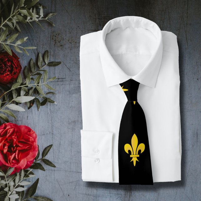 Corbata Fleur de Lis Black Necs (Fleur de Lis Black Neck Tie)