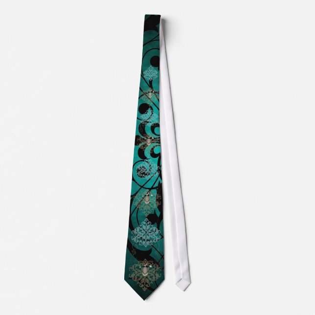 Corbata Fleur De Lis Viernes Verde azuladas (Anverso)