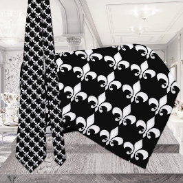 Corbata Fleur-de-Lys Black & White Tie