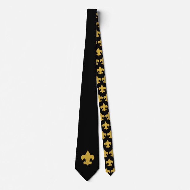 Corbata Fleur de oro de Lis en negro (Anverso)