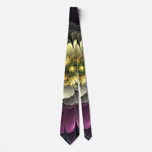 Corbata Flor abstracta moderna purpura gris khaki