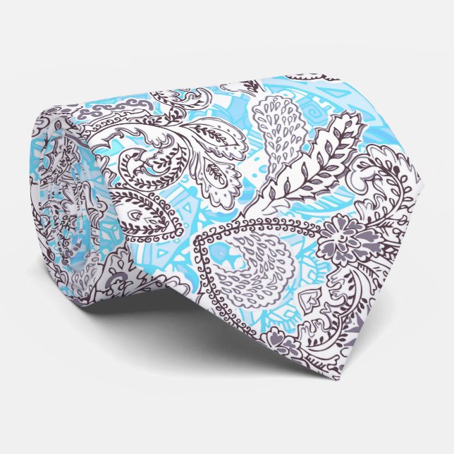 Corbata Flor azul gris claro (Enrollado)