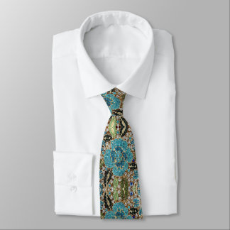 Corbata flor azul turquesa plateada de moda femenina