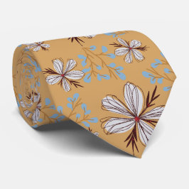 CORBATA FLOR BLANCA, FONDO BEIGE
