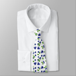 Corbata Flor de arándano azul acuarela Berry Curies Berrie