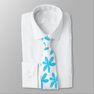 Corbata Flor de bonito - Azul cielo en blanco