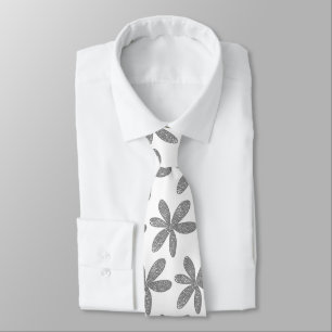 Corbata Flor de bonito - Gris sobre blanco
